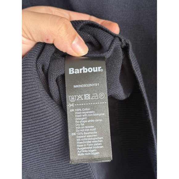 Barbour 100% Cotton Navy Crewneck Sweater Logo Preppy Casual Academia L - Picture 9 of 9